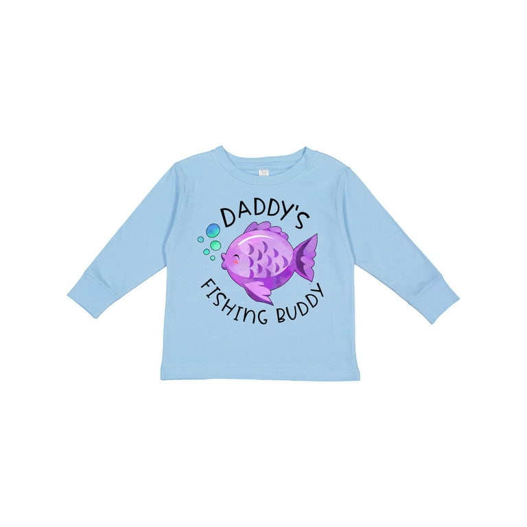 Inktastic Daddy's Fishing Buddy with Cute Purple Fish Boys or Girls Long  Sleeve Toddler T-Shirt