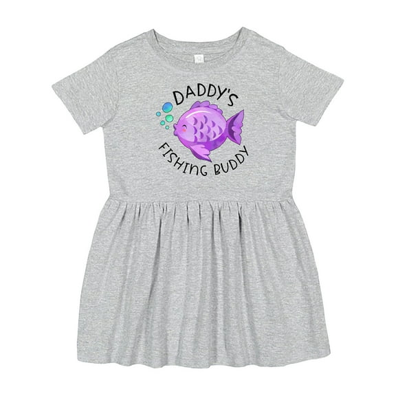 Inktastic Daddy's Fishing Buddy with Cute Purple Fish Girls Toddler Dress