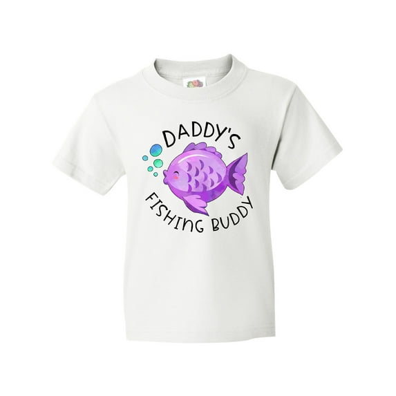 Inktastic Daddy's Fishing Buddy with Cute Purple Fish Youth T-Shirt