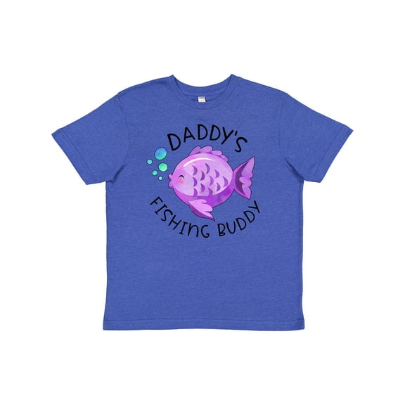 Inktastic Daddy's Fishing Buddy with Cute Purple Fish Youth T-Shirt