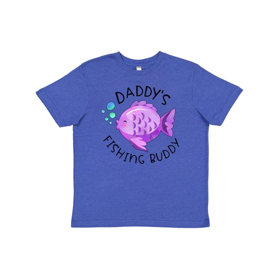 Inktastic Daddy's Fishing Buddy with Cute Purple Fish Youth T-Shirt