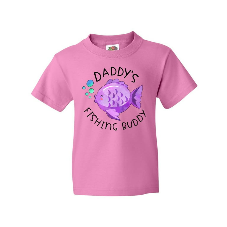 Inktastic Daddy's Fishing Buddy with Cute Purple Fish Youth T-Shirt 