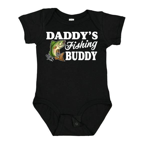 Inktastic Daddy's Fishing Buddy with White Text Boys Baby Bodysuit