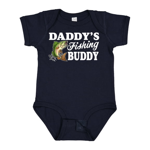 Inktastic Daddy's Fishing Buddy with White Text Boys Baby Bodysuit
