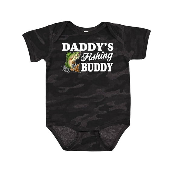 Inktastic Daddy's Fishing Buddy with White Text Boys Baby Bodysuit