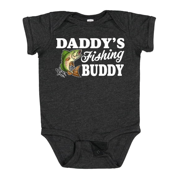 Inktastic Daddy's Fishing Buddy with White Text Boys Baby Bodysuit