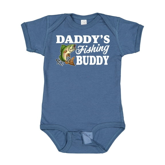 Inktastic Daddy's Fishing Buddy with White Text Boys Baby Bodysuit