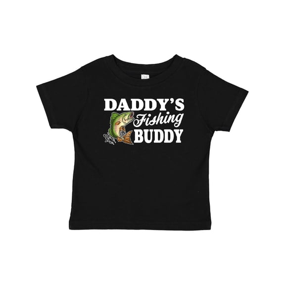 Inktastic Daddy's Fishing Buddy with White Text Boys Baby T-Shirt