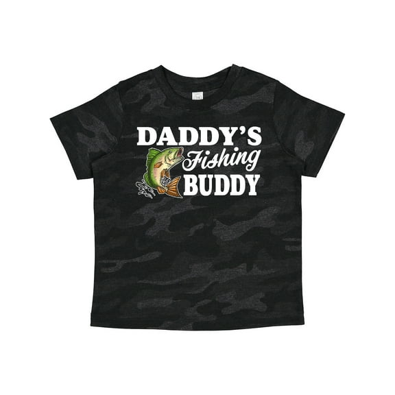 Inktastic Daddy's Fishing Buddy with White Text Boys Toddler T-Shirt