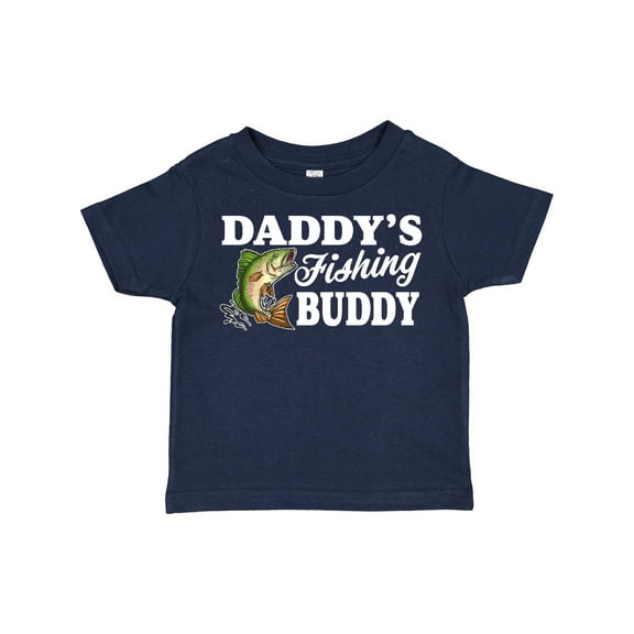 Inktastic Daddy's Fishing Buddy with White Text Boys Toddler T-Shirt