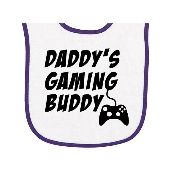 Inktastic Daddy's Gaming Buddy with Controller Baby Terry Cloth Bib