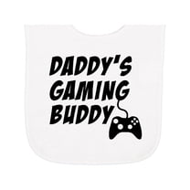 Inktastic Daddy's Gaming Buddy with Controller Baby Terry Cloth Bib