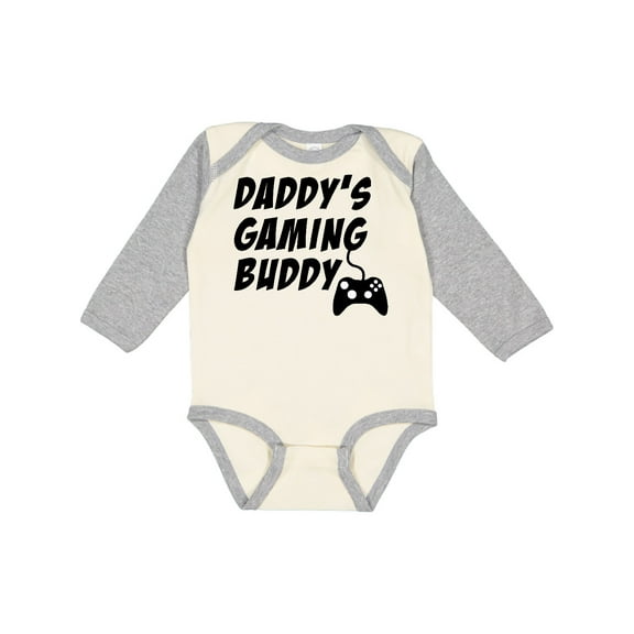 Inktastic Daddy's Gaming Buddy with Controller Boys or Girls Long Sleeve Baby Bodysuit