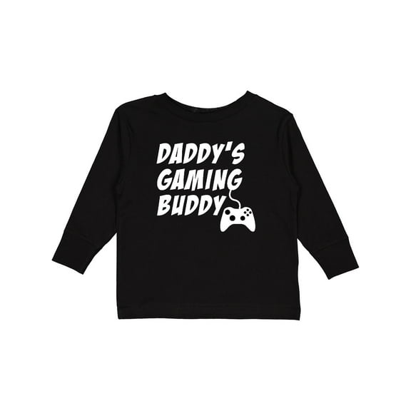 Inktastic Daddy's Gaming Buddy with Controller Boys or Girls Long Sleeve Toddler T-Shirt