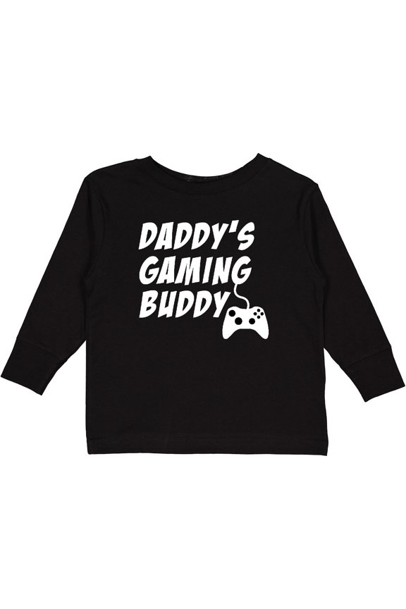 Daddy's Gaming Buddy with Controller Boys or Girls Long Sleeve Toddler T-Shirt