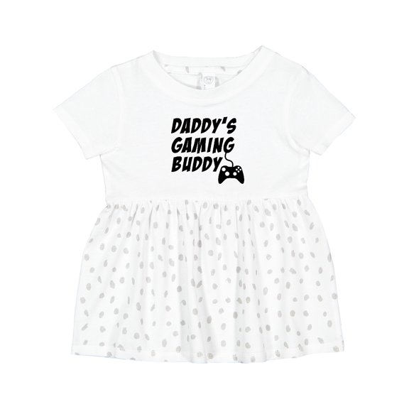 Inktastic Daddy's Gaming Buddy with Controller Girls Baby Dress
