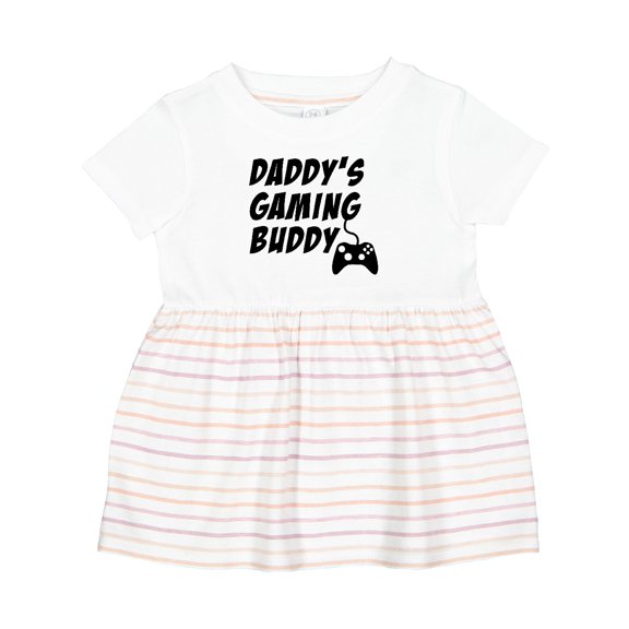 Inktastic Daddy's Gaming Buddy with Controller Girls Baby Dress