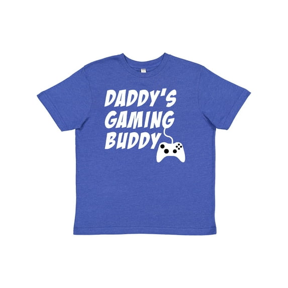 Inktastic Daddy's Gaming Buddy with Controller Youth T-Shirt