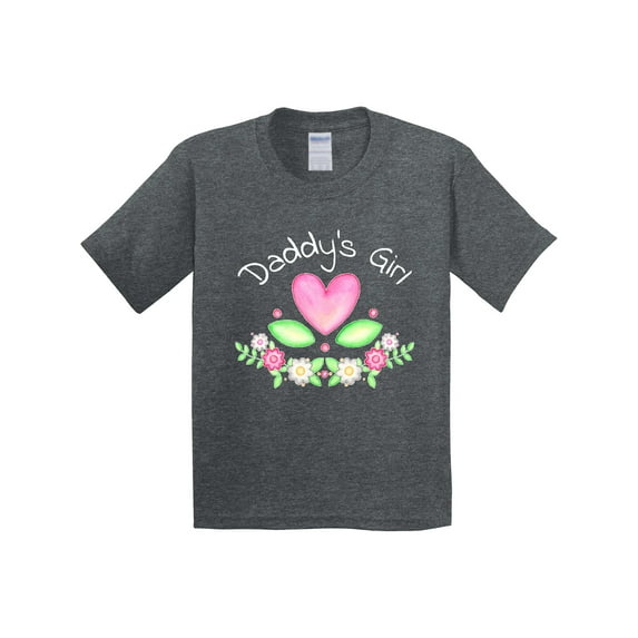 Inktastic Daddy's Girl Heart Flowers Youth T-Shirt