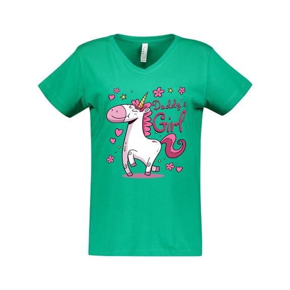 Inktastic Daddy's Girl Unicorn Women's V-Neck T-Shirt