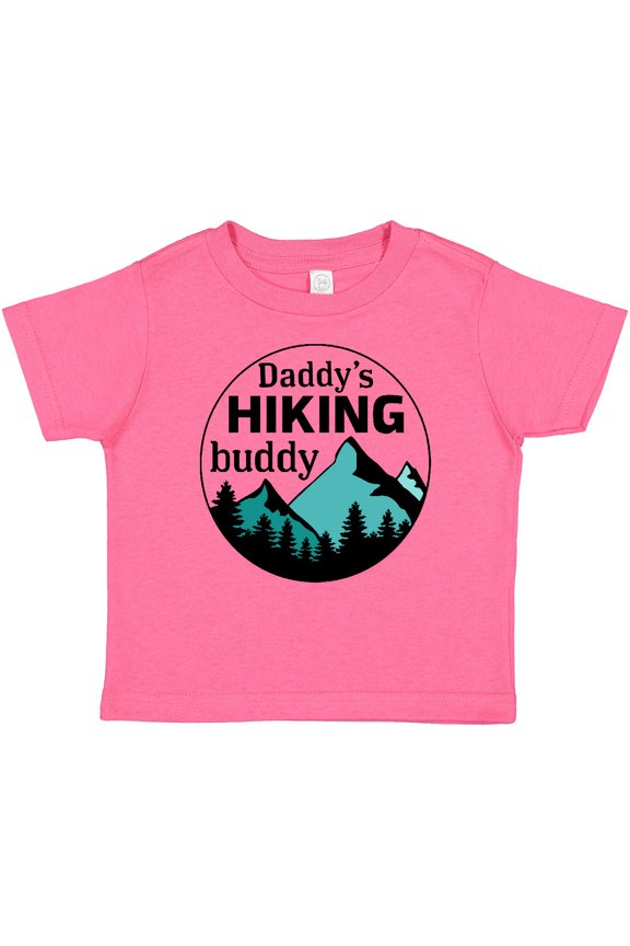 Daddy's Hiking Buddy with Mountains and Trees Boys or Girls Baby T-Shirt