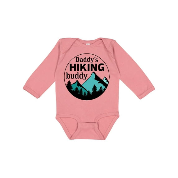 Inktastic Daddy's Hiking Buddy with Mountains and Trees Boys or Girls Long Sleeve Baby Bodysuit