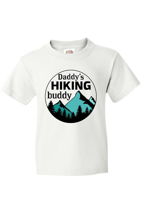 Daddy's Hiking Buddy with Mountains and Trees Youth T-Shirt