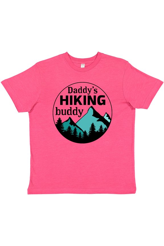 Daddy's Hiking Buddy with Mountains and Trees Youth T-Shirt