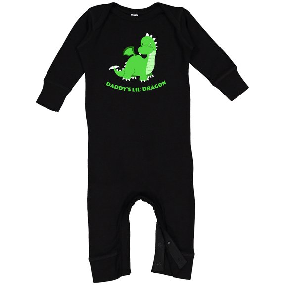 Inktastic Daddy's Lil' Dragon Cute Green Dragon Baby Romper Coveralls