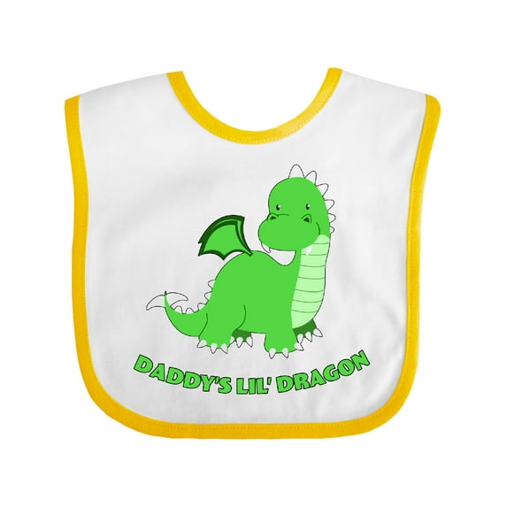 Inktastic Daddy's Lil' Dragon Cute Green Dragon Boys or Girls Baby Bib