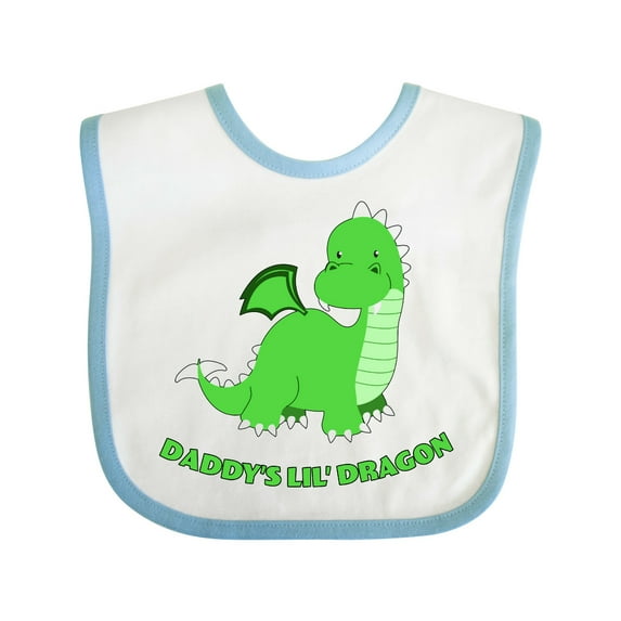 Inktastic Daddy's Lil' Dragon Cute Green Dragon Boys or Girls Baby Bib