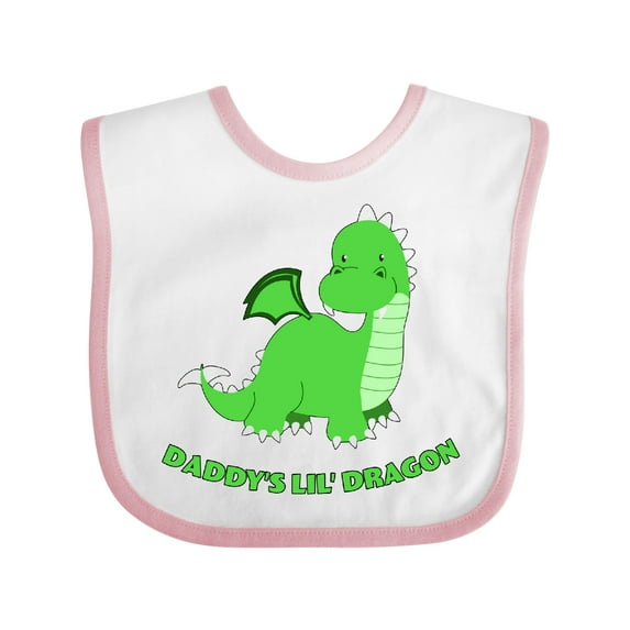 Inktastic Daddy's Lil' Dragon Cute Green Dragon Boys or Girls Baby Bib