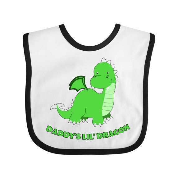 Inktastic Daddy's Lil' Dragon Cute Green Dragon Boys or Girls Baby Bib