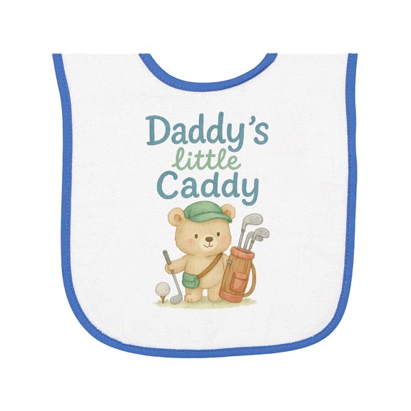 Inktastic Daddy's Little Caddy Bear Golf Theme Baby Terry Cloth Bib