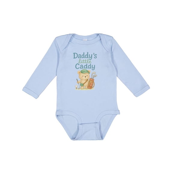 Inktastic Daddy's Little Caddy Bear Golf Theme Boys or Girls Long Sleeve Baby Bodysuit
