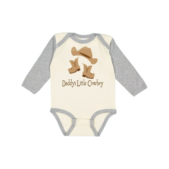 Inktastic Daddy's Little Cowboy Boys Long Sleeve Baby Bodysuit