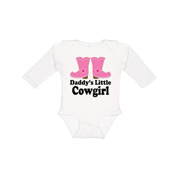 Inktastic Daddy's Little Cowgirl Girls Long Sleeve Baby Bodysuit