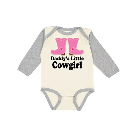 Inktastic Daddy's Little Cowgirl Girls Long Sleeve Baby Bodysuit