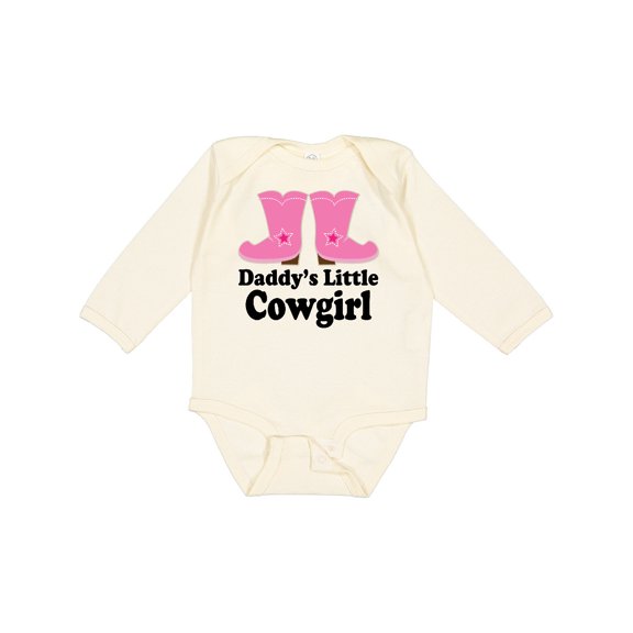 Inktastic Daddy's Little Cowgirl Girls Long Sleeve Baby Bodysuit