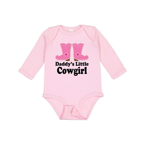 Inktastic Daddy's Little Cowgirl Girls Long Sleeve Baby Bodysuit