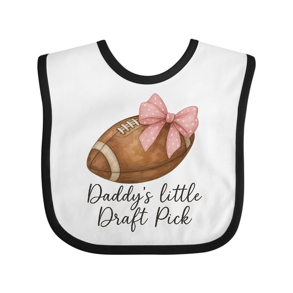 Inktastic Daddy's Little Draft Pick Football Pink Bow Boys or Girls Baby Bib