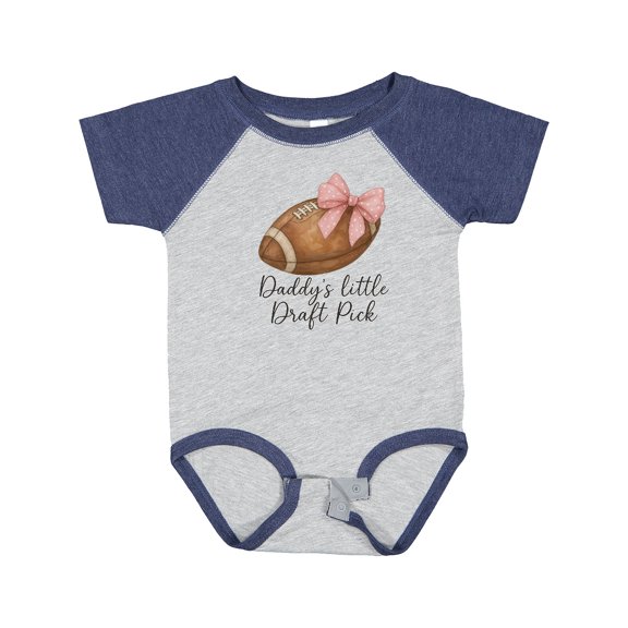 Inktastic Daddy's Little Draft Pick Football Pink Bow Boys or Girls Baby Bodysuit