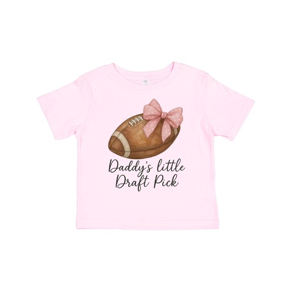 Inktastic Daddy's Little Draft Pick Football Pink Bow Boys or Girls Toddler T-Shirt