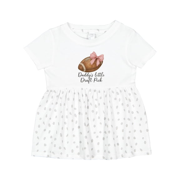 Inktastic Daddy's Little Draft Pick Football Pink Bow Girls Baby Dress