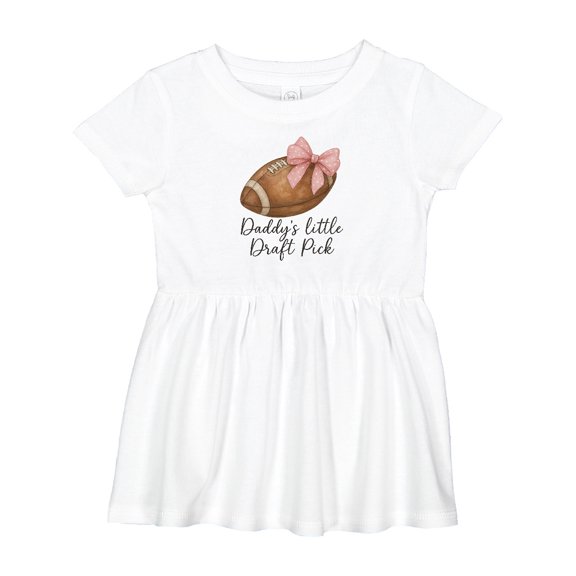 Inktastic Daddy's Little Draft Pick Football Pink Bow Girls Baby Dress