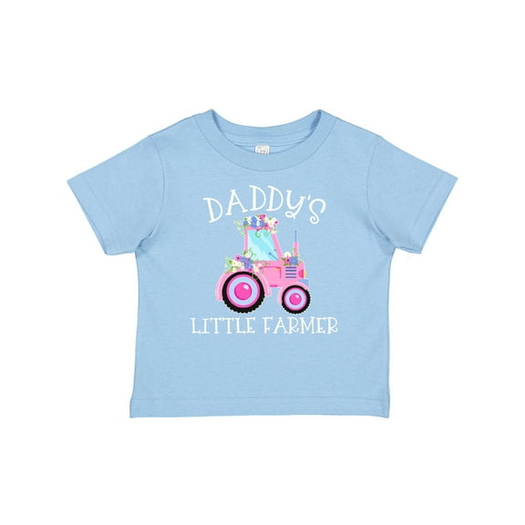 Inktastic Daddy's Little Farmer- Pink Tractor and Flowers Boys or Girls Baby T-Shirt