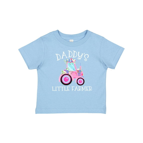 Inktastic Daddy's Little Farmer- Pink Tractor and Flowers Boys or Girls Baby T-Shirt