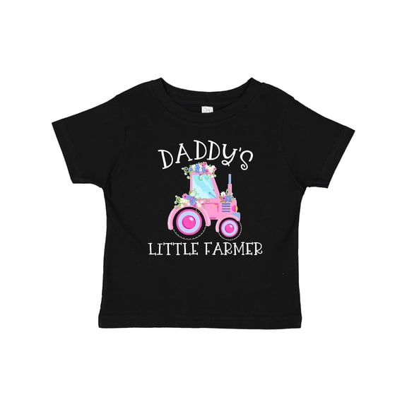 Inktastic Daddy's Little Farmer- Pink Tractor and Flowers Boys or Girls Baby T-Shirt