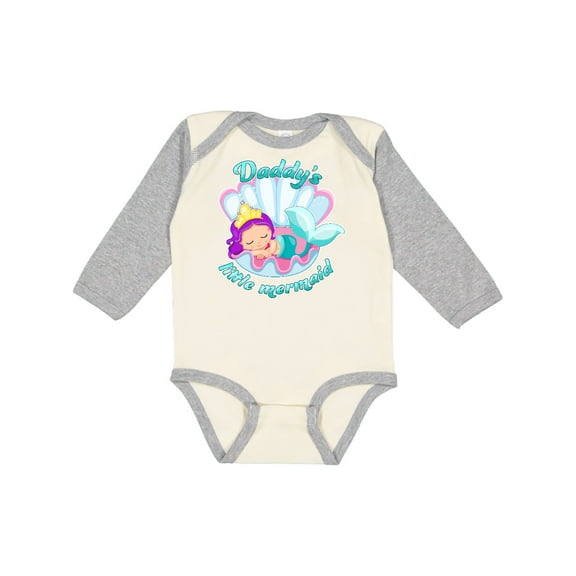 Inktastic Daddy's Little Mermaid Girls Long Sleeve Baby Bodysuit