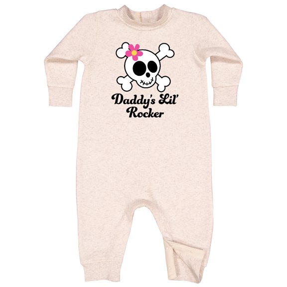 Inktastic Daddy's Little Rocker Skull Baby Fleece Romper
